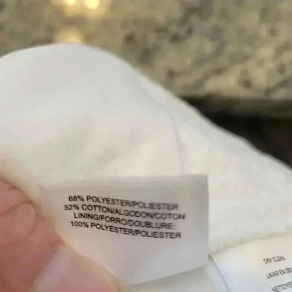 Nine West Women's White Poly/Cotton Seersucker Flutter Sleeve Lined Dress NEW - Picture 15 of 15